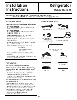 Preview for 15 page of GE PDSS0MFXRSS - ProfileTM R 20.1 Cu. Ft. Bottom-Freezer Drawer... Owner'S Manual And Installation Instructions