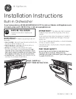 Предварительный просмотр 1 страницы GE PDT760SSFSS Installation Instructions Manual