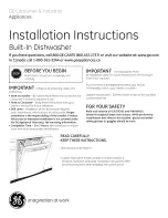 Preview for 1 page of GE PDWF2 - Profile 24 in. Dishwasher Installation Instructions Manual