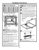 Предварительный просмотр 2 страницы GE PEB2060SMSS - Countertop Microwave Oven Installation Instructions