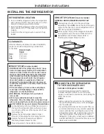 Предварительный просмотр 17 страницы GE PFSF2MJY - Profile: 22.2 cu. Ft.... Owner'S Manual And Installation Instructions