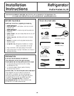 Preview for 24 page of GE PFSS6PKXSS - 25.5 cu. Ft. Refrigerator Owner'S Manual & Installation Instructions