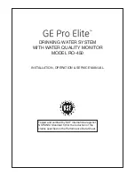 GE Pro Elite RO-450 Installation, Operation & Service Manual preview