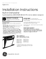 Preview for 2 page of GE Profile PDW8200 Series Installation Instructions Manual