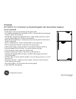 Preview for 2 page of GE PTS22SHS - Profile: 21.7 cu. Ft. Top-Freezer Refrirator Dimensions And Installation Information