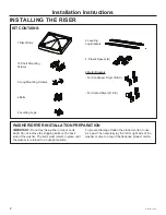 Preview for 2 page of GE RISER KIT Installation Instructions Manual