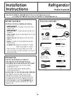 Preview for 24 page of GE SIDE-BY-SIDE REFRIGERATOR 26 Owner'S Manual And Installation Instructions