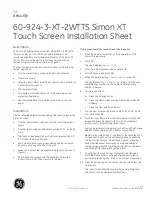 Preview for 1 page of GE SIMON XT Installation Sheet