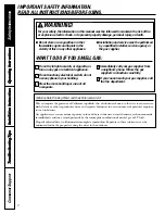 Preview for 2 page of GE Spacemaker DSXH43D Owner'S Manual