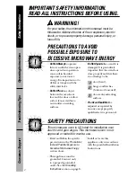 Предварительный просмотр 2 страницы GE SpacemakerXL JVM1533 Owner'S Manual