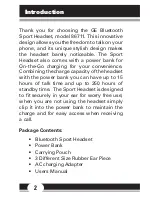 Preview for 2 page of GE Sport Headset 86711 User Manual