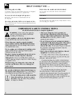 Preview for 2 page of GE TBG16NACBRWW Use And Care & Installation Manual