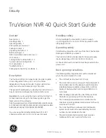 GE TruVision NVR 40 Quick Start Manual preview