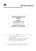 Предварительный просмотр 1 страницы GE VAT20 Instruction Manual