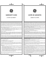 Preview for 1 page of GE WARRANTY CARD Warranty Information Booklet