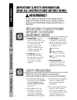 Preview for 2 page of GE WES1130DMBB - 1.1 Cu. Ft. Countertop Microwave... Use And Care Manual