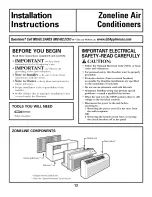 Preview for 12 page of GE Zoneline 3500 Owner'S Manual And Installation Instructions