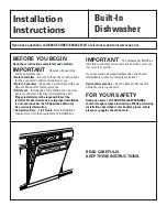 Preview for 1 page of GEAppliances gdwt708vbb Installation Instructions Manual