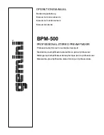 Gemini BPM-500 Operation Manual preview