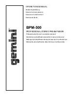 Preview for 1 page of Gemini BPM-500 Operation Manual