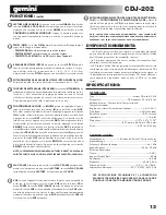 Preview for 13 page of Gemini CDJ-202 Operation Manual