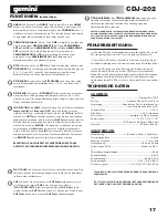 Preview for 17 page of Gemini CDJ-202 Operation Manual