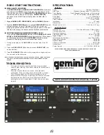 Предварительный просмотр 6 страницы Gemini CDX-O4 Operation Manual