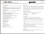 Preview for 4 page of Gemini GHK-2800 Manual