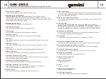 Preview for 8 page of Gemini GHK-2800 Manual