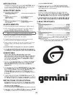 Предварительный просмотр 6 страницы Gemini GSS-1522 Operation Manual