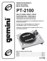 Preview for 1 page of Gemini PT 2100 Operation Manual