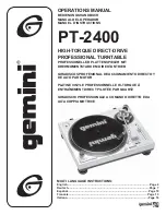 Preview for 1 page of Gemini PT-2400 Operation Manual