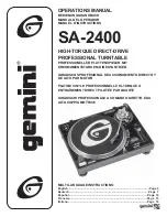 Gemini SA-2400 Operation Manual preview