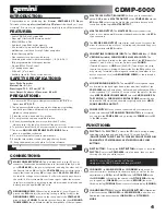 Preview for 4 page of Gemini TABLE TOP SYSTEM CDMP-6000 Operation Manual