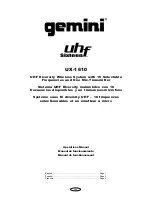 Preview for 1 page of Gemini UX-1610 Operation Manual