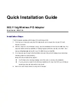 Preview for 1 page of Gemtek WPIA-116G Quick Installation Manual