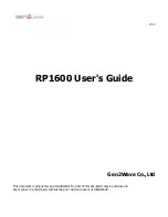 Предварительный просмотр 1 страницы Gen2wave rp1600 User Manual