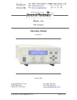 Preview for 1 page of General Photonics PDLE-101 Operation Manual