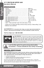 Preview for 2 page of Genesis GMS1015LC Operator'S Manual