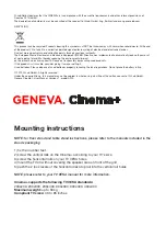 Preview for 4 page of Geneva Cinema+ Mounting Instruction And Operating Manual