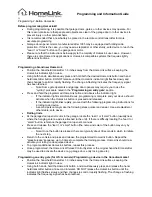 Preview for 1 page of Gentex HomeLink 2-Button Programming And Information Manual