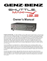 Предварительный просмотр 1 страницы Genz Benz SHUTTLE MAX 12.2 Owner'S Manual