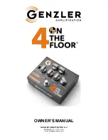 GENZLER 4 ON THE FLOOR Classic Bass Overdrive Owner'S Manual preview