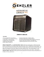 Preview for 1 page of GENZLER ACOUSTIC ARRAY PRO Owner'S Manual