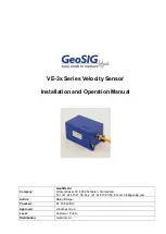 Предварительный просмотр 1 страницы GeoSIG VE-3x Series Installation And Operation Manual