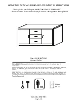 Preview for 1 page of GFW HAMPTON ACACIA SIDEBOARD Assembly Instructions Manual