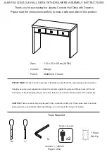 GFW JAKARTA CONSOLE HALL DESK WITH DRAWERS Assembly Instructions Manual preview