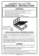 Preview for 1 page of GFW JASMINE GAS LIFT BED Assembly Instruction Manual