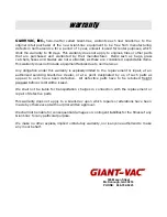 Preview for 34 page of Giant-Vac TLBC29202BVG Assembly Instructions Operator'S Manual Parts List