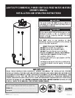 Предварительный просмотр 1 страницы Giant LIGHT DUTY COMMERCIAL POWER VENT GAS-FIRED WATER HEATERS Owner'S Manual